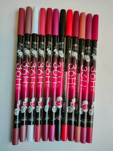 Matte Finish Lip Pencil, Pack of 12