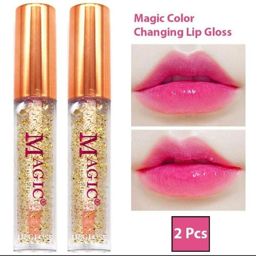 Pack of 2 Magic Color Changing Lipgloss Lip Oil, Liquid Glossy Finish (Random Color)